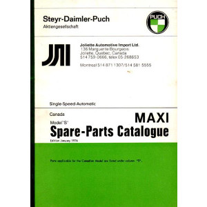 Puch Maxi Model S Canadian Model Spare Parts Catalogue