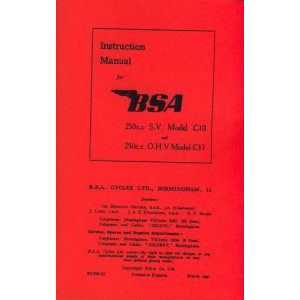BSA C 10 s.v. und C 11 O.H.V., Ausgabe 3/1952, Betriebsanleitung