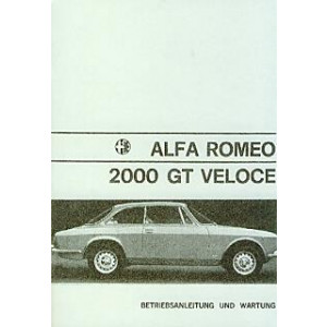 Alfa Romeo 2000 GT Veloce Betriebsanleitung