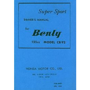 Honda CB92 Supersport Benly Owner's Manual