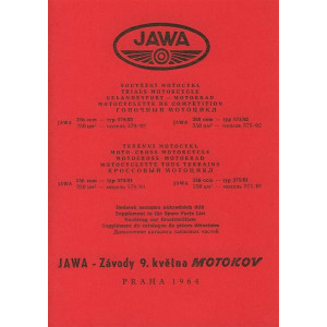 Jawa 250 und 350, 1 Zylinder, für Typen 579/01, 579/02, 575/01 und 575/02 Geländesport Ersatzteilkatalog (Nachtrag)